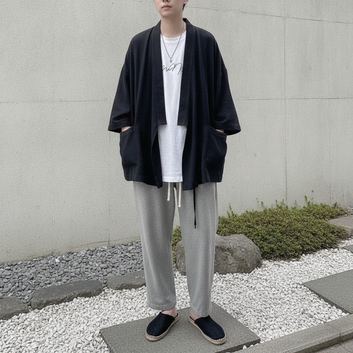 Kimono Style Chinois Homme – Noir - M