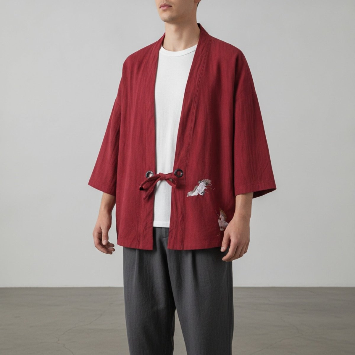 Kimono Style Chinois Homme – Rouge - M