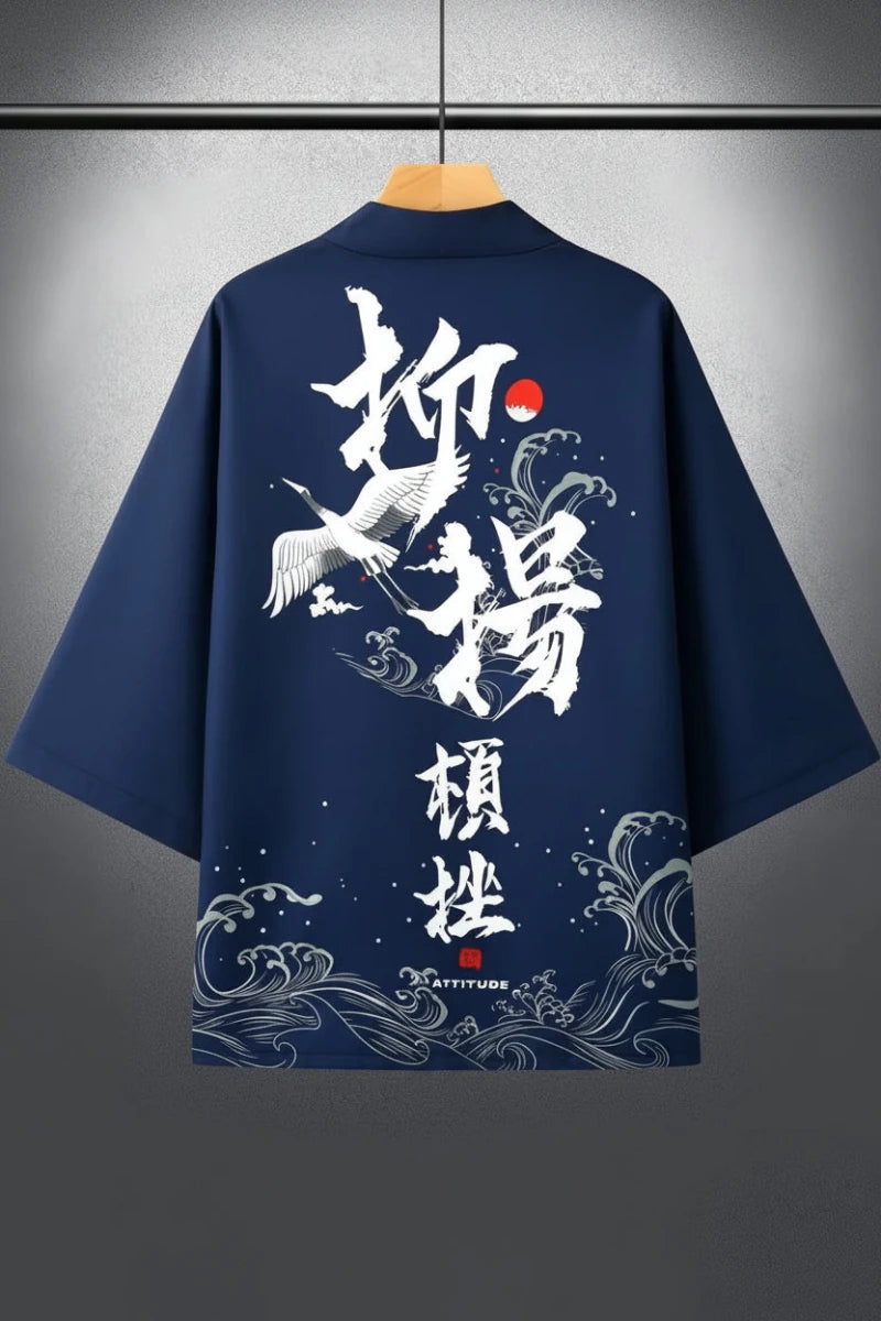 Kimono Vagues Japonais Homme – Bleu Marine - XS