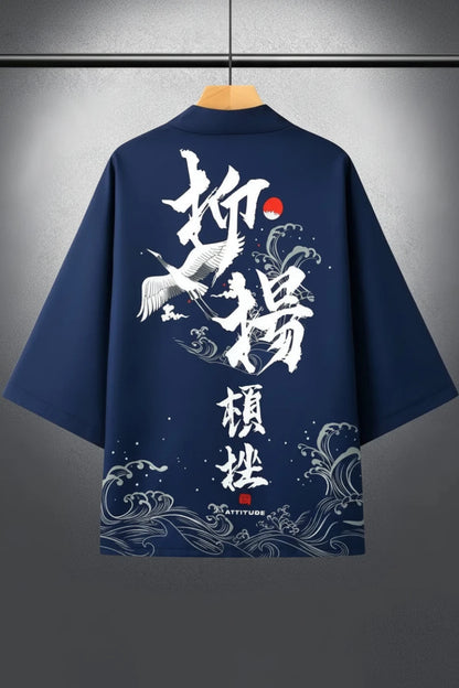 Kimono Vagues Japonais Homme – Bleu Marine - XS