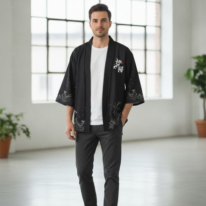 Kimono Vagues Japonais Homme – Noir - XS