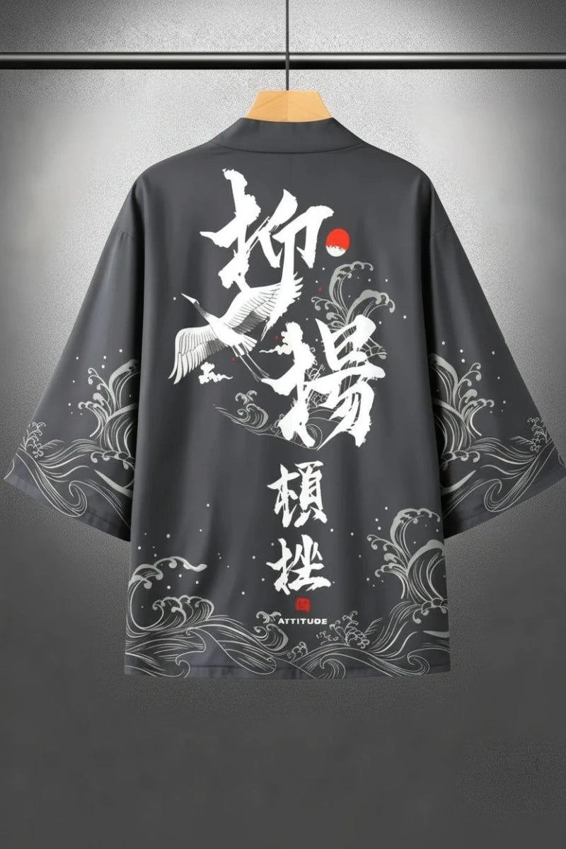 Kimono Vagues Japonais Homme – Gris - XS