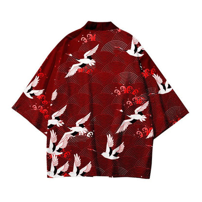 Haori Kimono Grue Homme – Rouge - S