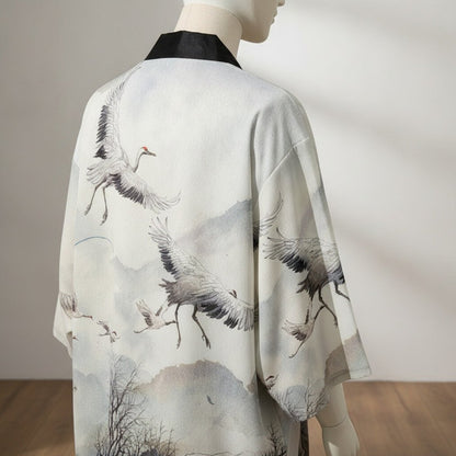 Haori Kimono Grue Homme – Blanc - S