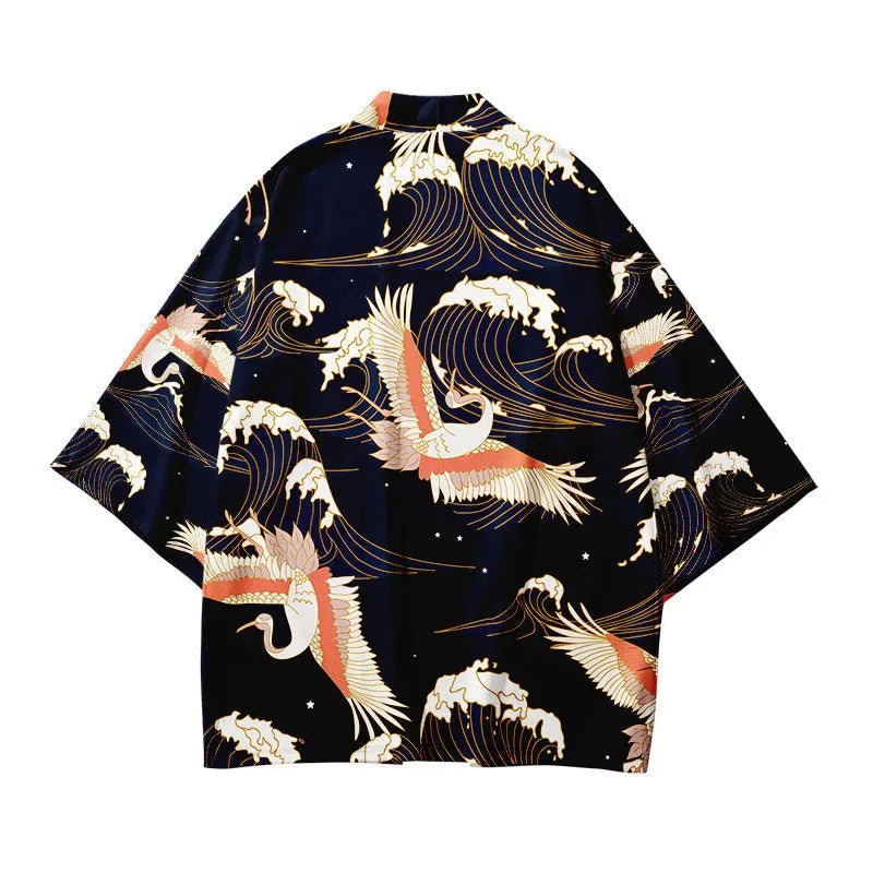 Haori Kimono Grue Homme – Bleu Marine - S