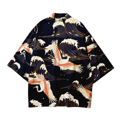 Haori Kimono Grue Homme – Bleu Marine - S
