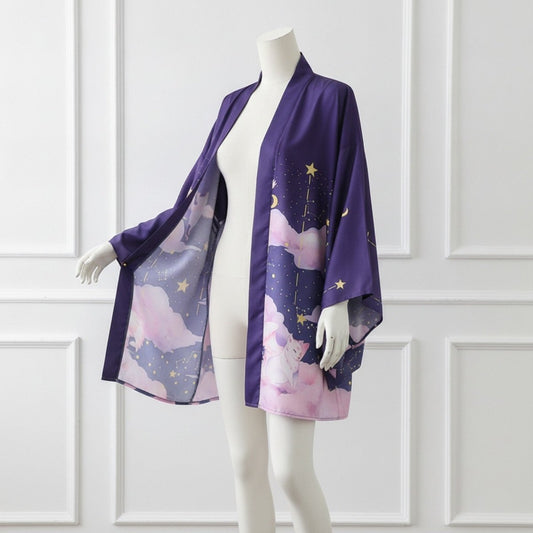 Haori Kimono Céleste Femme – Violet - Taille unique