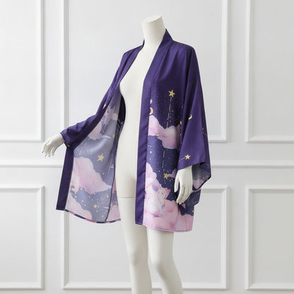 Haori Kimono Céleste Femme – Violet - Taille unique