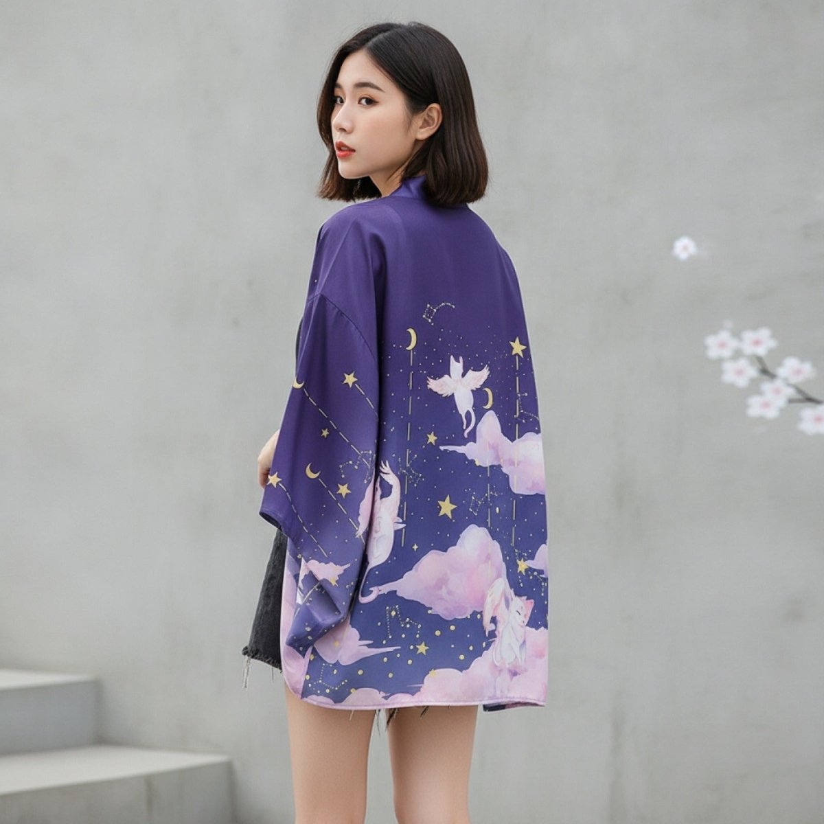 Haori Kimono Céleste Femme – Violet - Taille unique