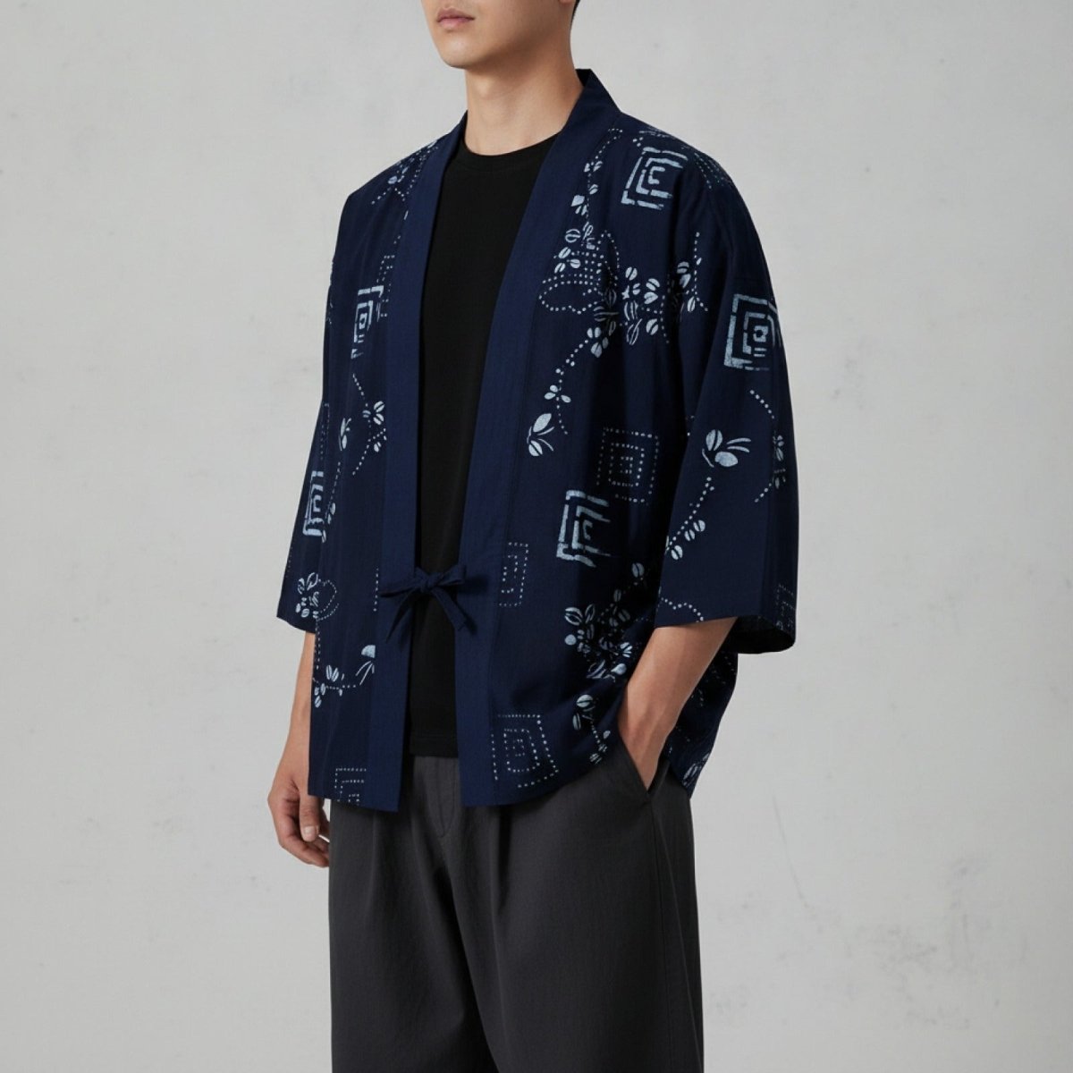 Haori Kimono Streetwear Unisexe – Bleu - XXS