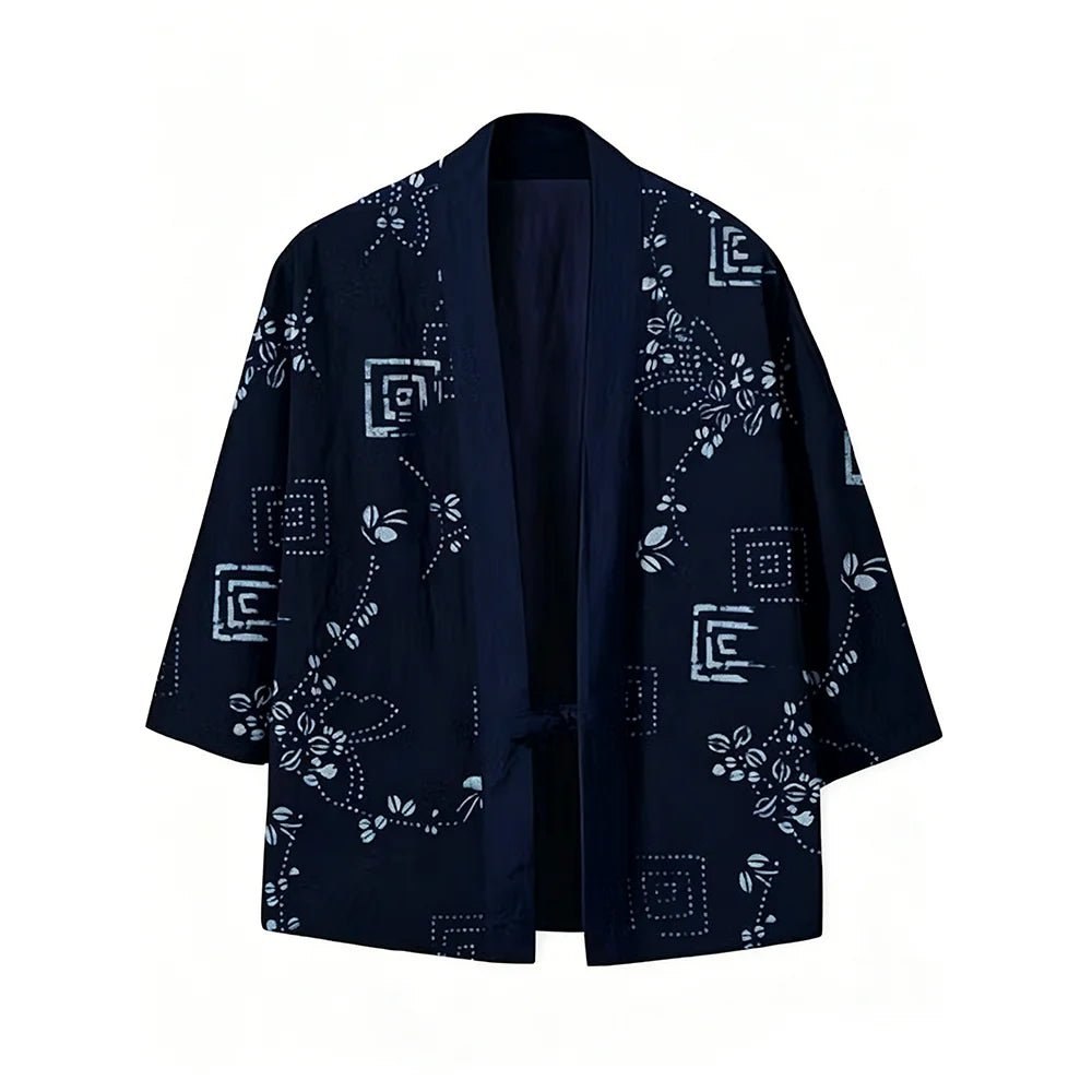 Haori Kimono Streetwear Unisexe – Bleu - XXS