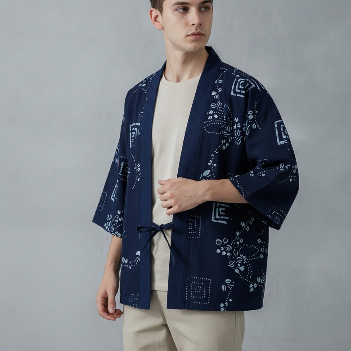 Haori Kimono Streetwear Unisexe – Bleu - XXS