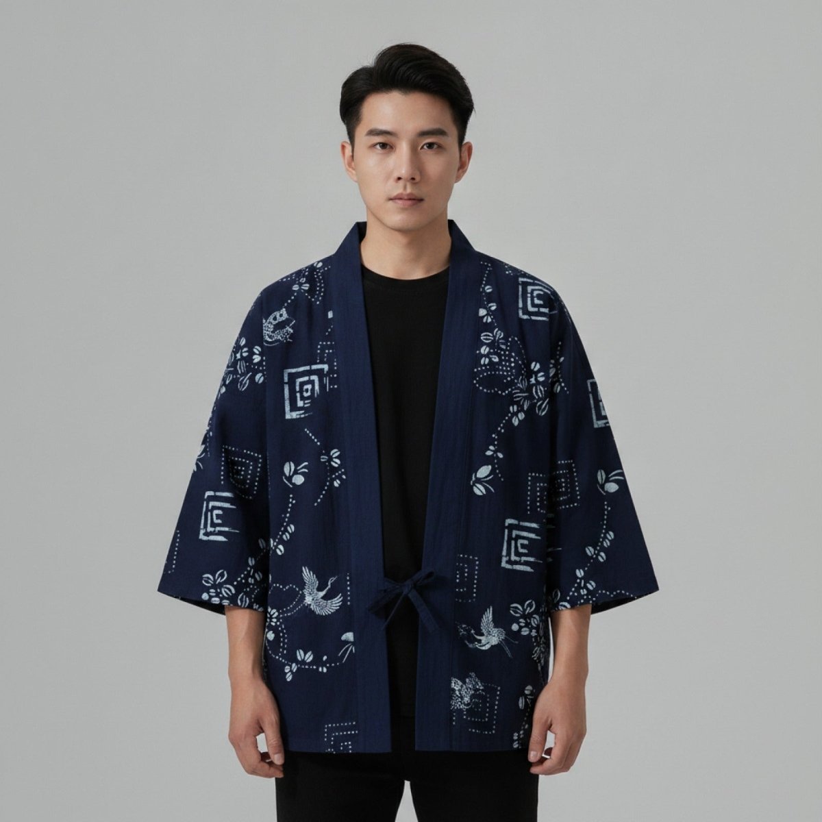 Haori Kimono Streetwear Unisexe – Bleu - XXS