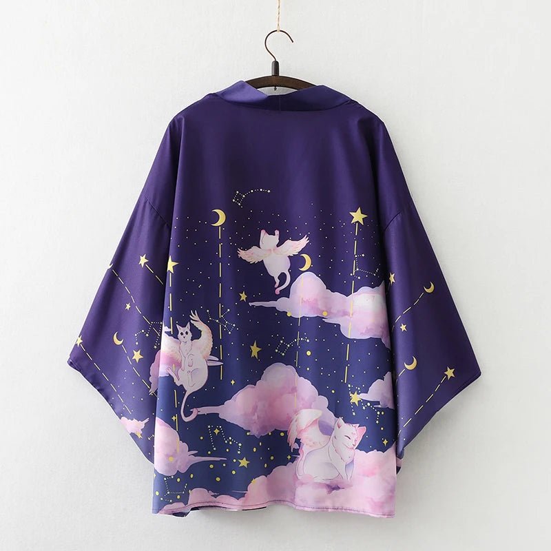 Haori Kimono Céleste Femme – Violet - Taille unique