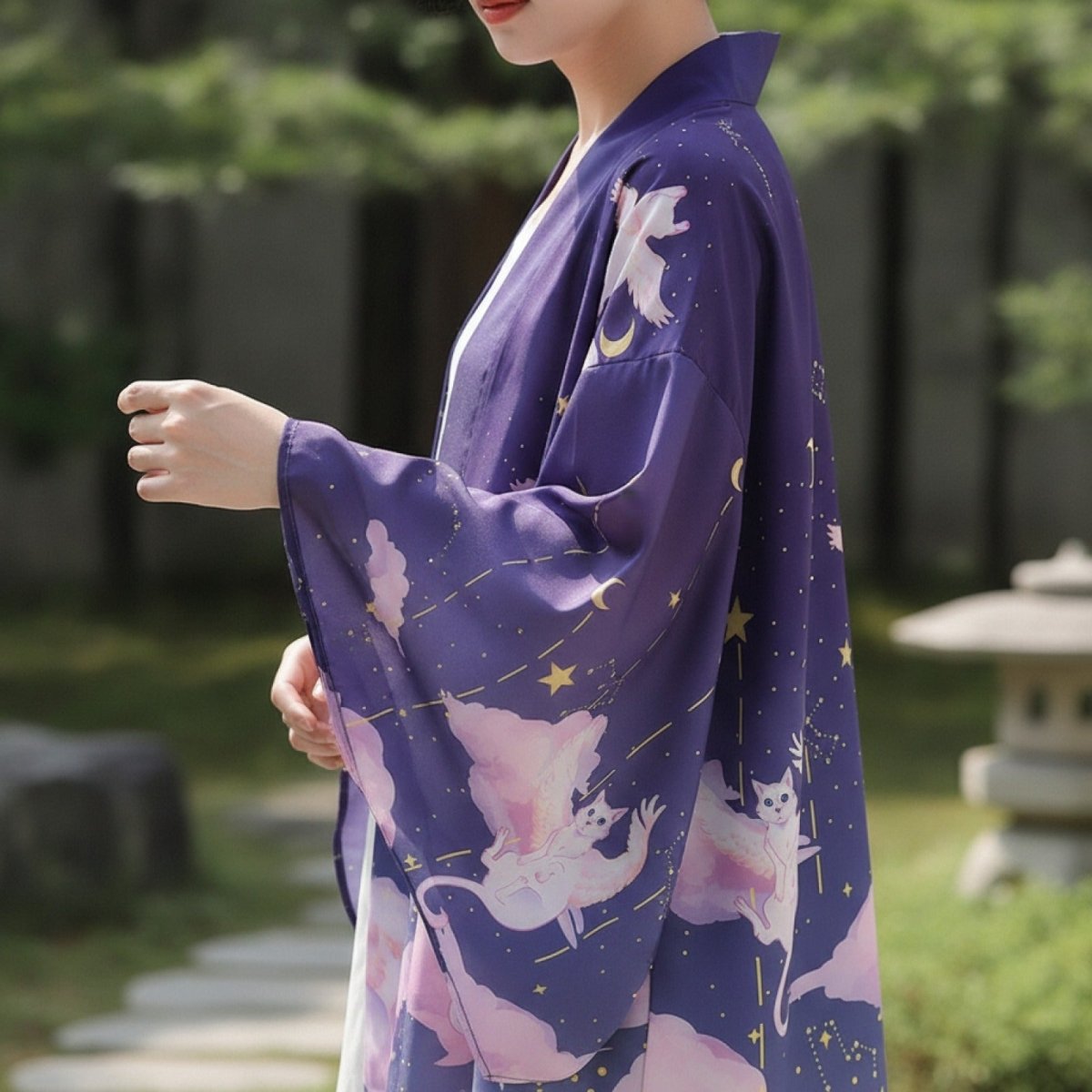 Haori Kimono Céleste Femme – Violet - Taille unique