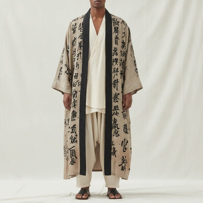 Robe Kimono Décontracté Unisexe – Beige - S