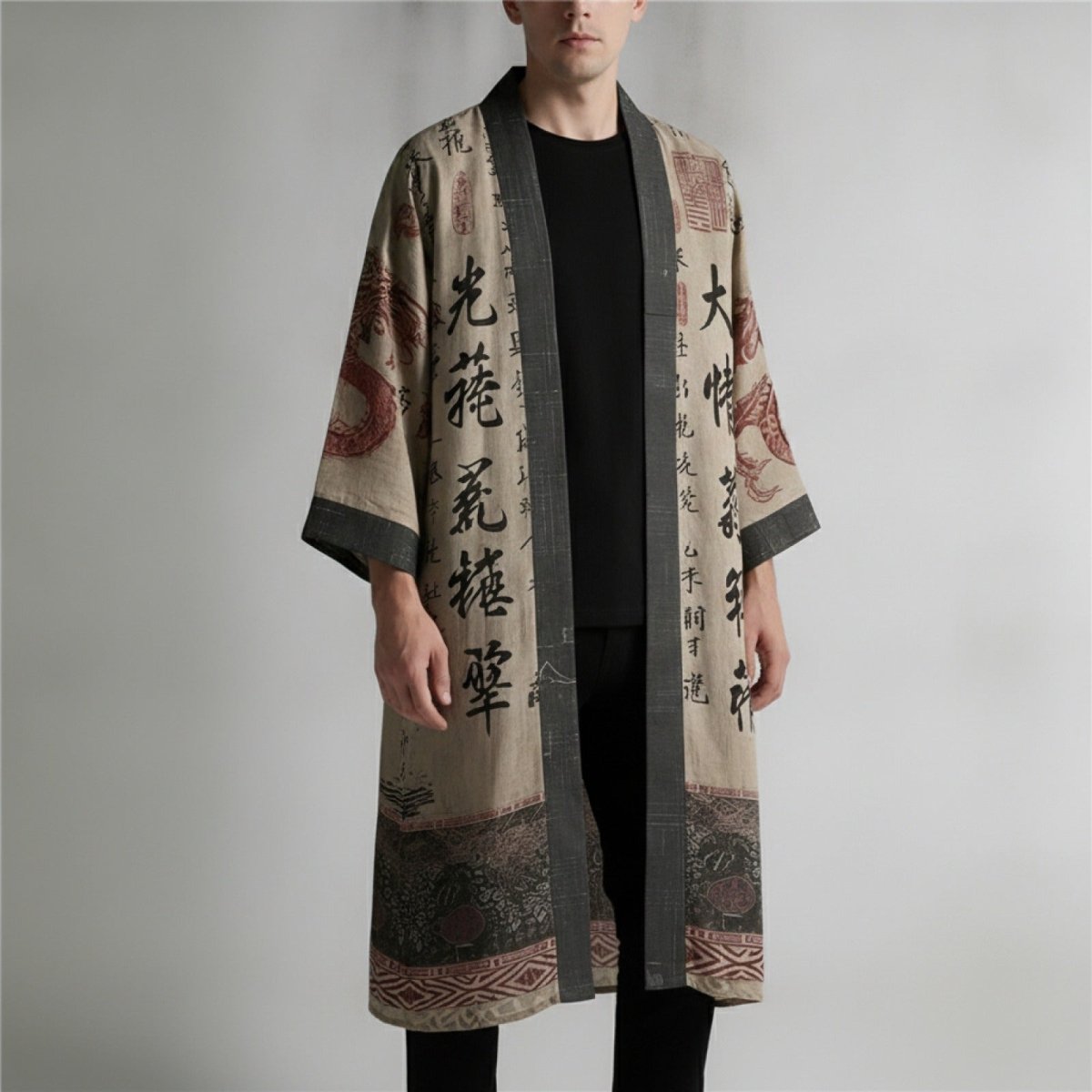 Robe Kimono Long Unisexe – Beige - S