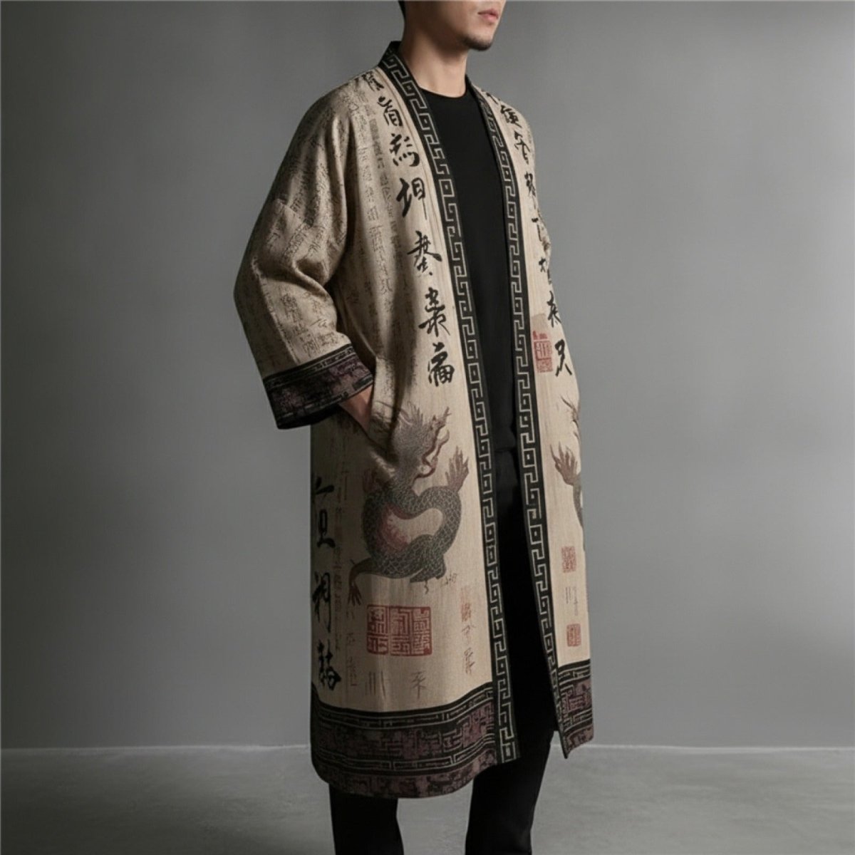 Robe Kimono Chinois Unisexe – Beige - S