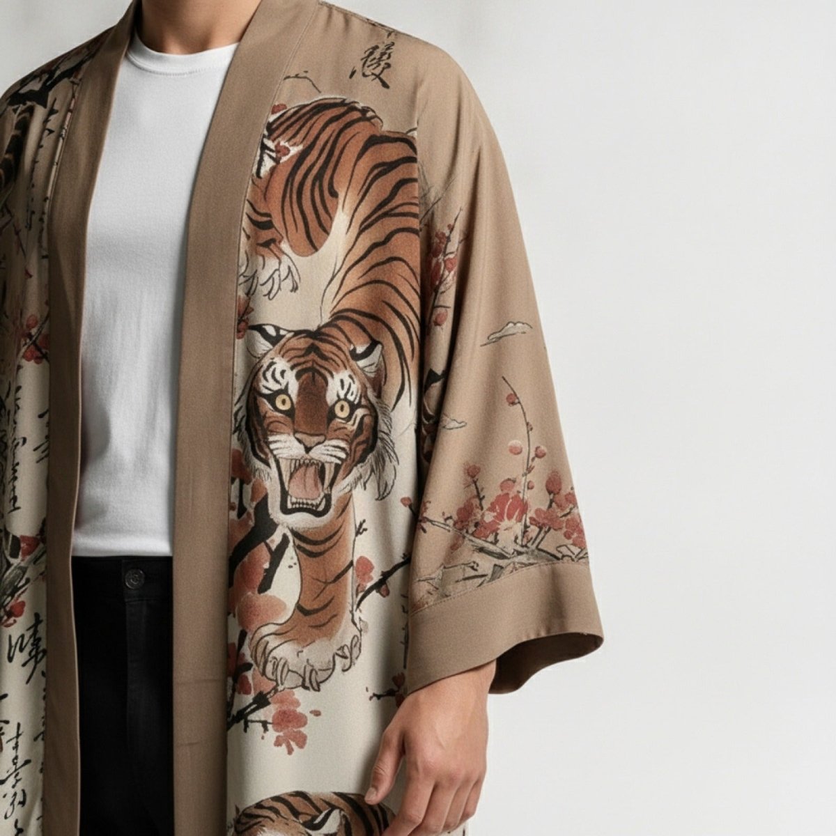 Robe Kimono Yukata Unisexe – Beige - S