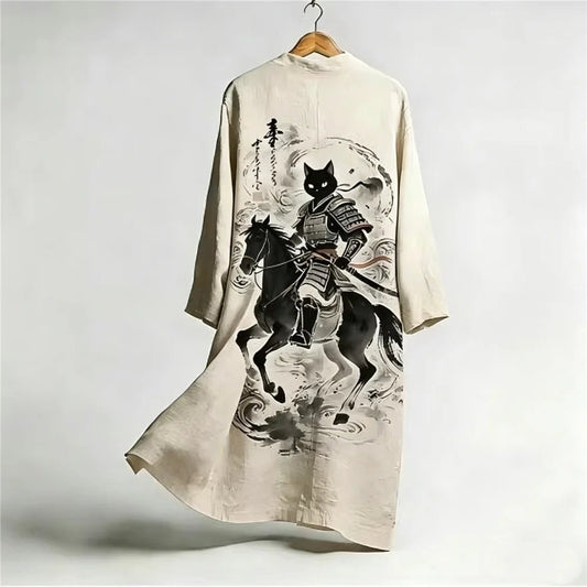 Robe Kimono Chinois Unisexe – Blanc - S