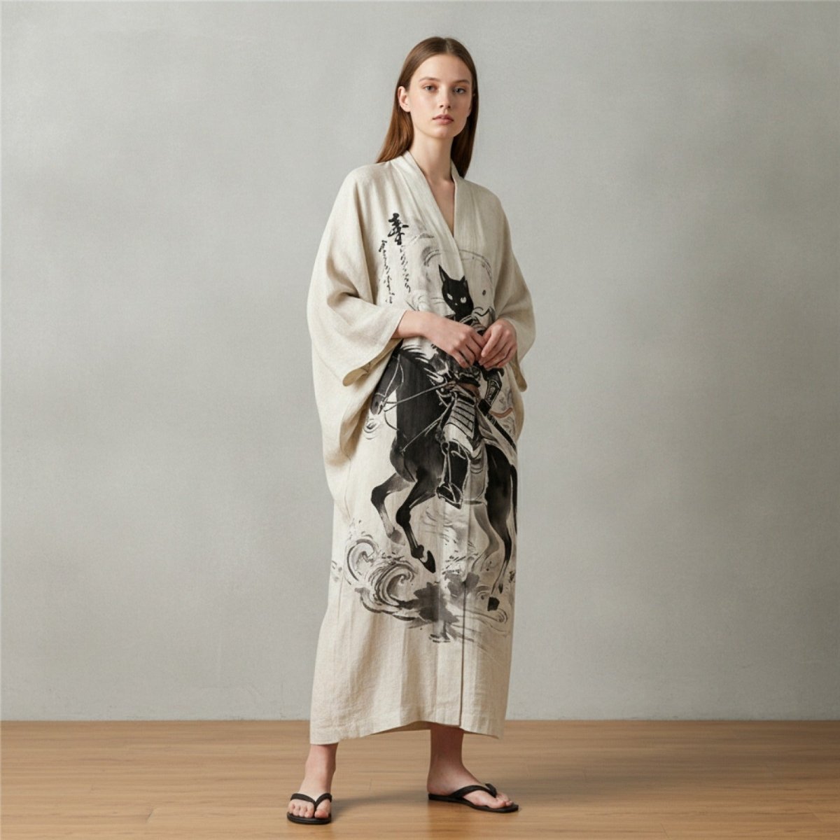 Robe Kimono Chinois Unisexe – Blanc - S
