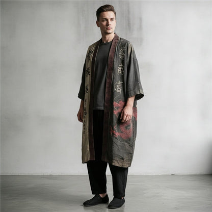 Robe Kimono Bohème Chic Unisexe – Noir - S