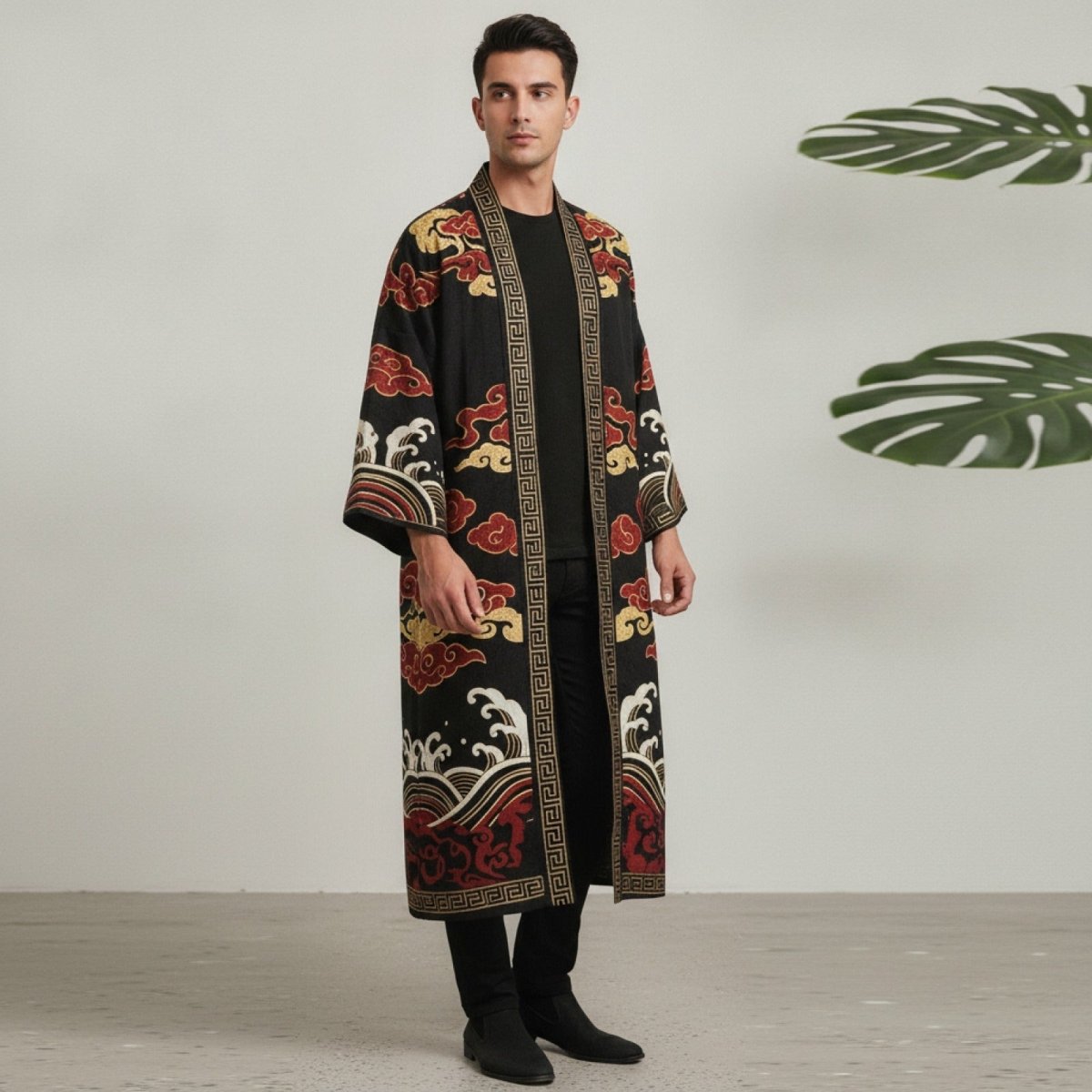 Robe Kimono Chinois Unisexe – Noir - S