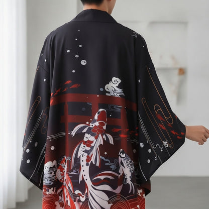 Kimono Carpe Koï Unisexe – Noir - Taille unique