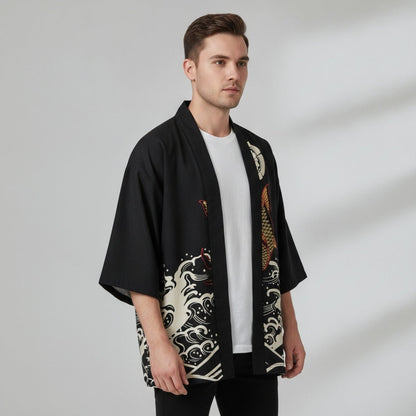 Kimono Style Ukiyoe Homme – Noir - XXS