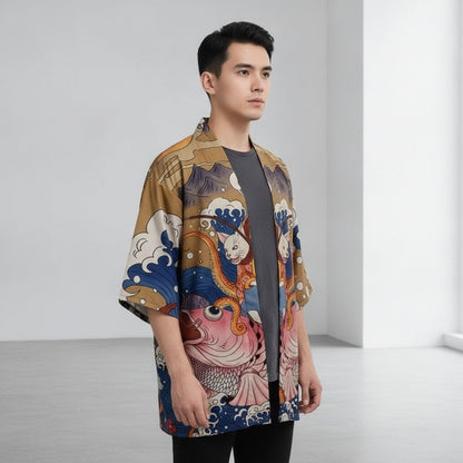 Kimono Style Ukiyoe Homme – Doré - XXS
