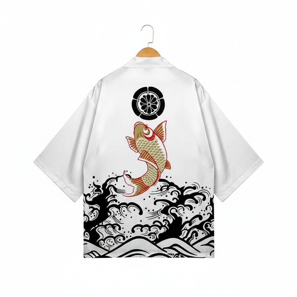 Kimono Style Ukiyoe Homme – Blanc - XXS