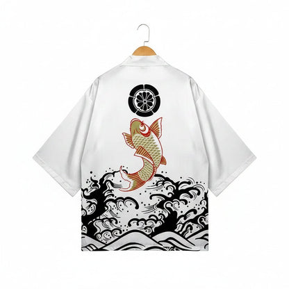 Kimono Style Ukiyoe Homme – Blanc - XXS