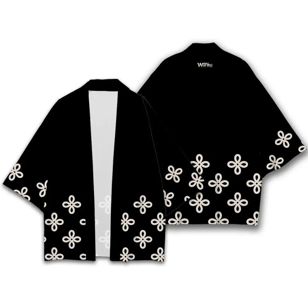 Kimono Fleurs Japonaises Femme – Noir - XXS