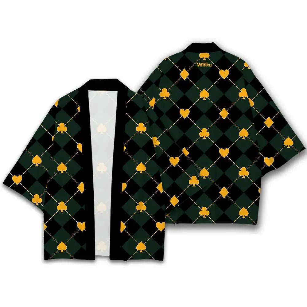 Kimono Cartes Japonaises Femme – Vert - XXS