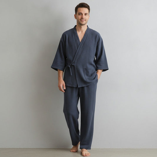 Pyjama Kimono Fine Homme – Bleu - M