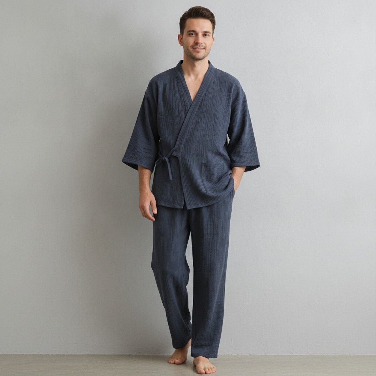Pyjama Kimono Fine Homme – Bleu - M