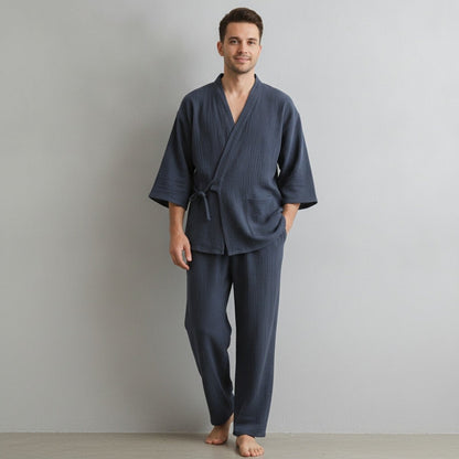 Pyjama Kimono Fine Homme – Bleu - M
