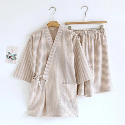 Pyjama Kimono Coton Homme – Beige - M