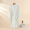 Pyjama Kimono Fleurs Vertes Femme – Blanc - M