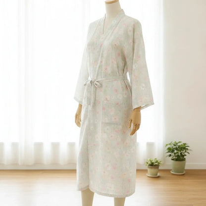 Pyjama Kimono Coton Femme – Blanc - M