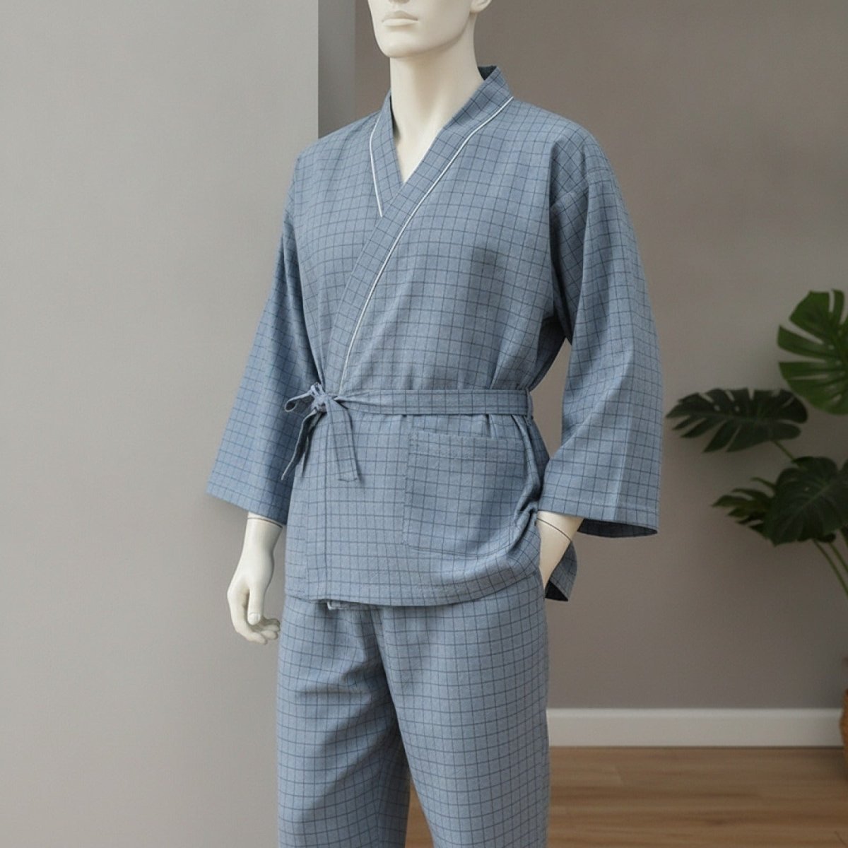 Pyjama Kimono Léger Homme – Bleu - M