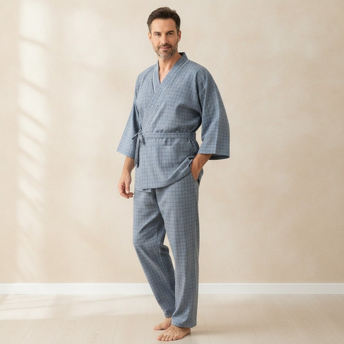 Pyjama Kimono Léger Homme – Bleu - M