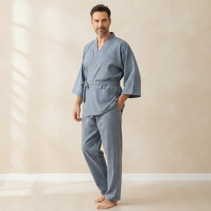 Pyjama Kimono Léger Homme – Bleu - M
