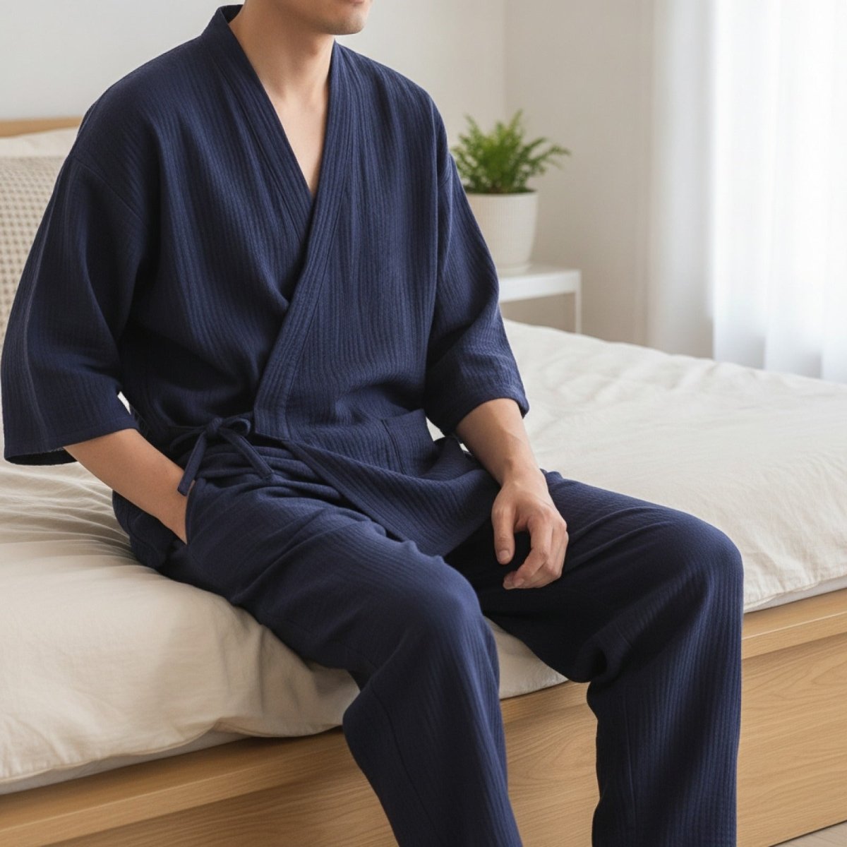 Pyjama Kimono Fine Homme – Bleu Marine - M
