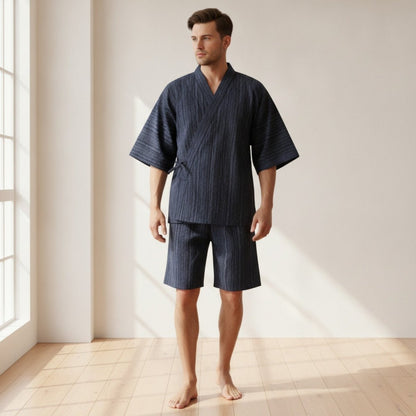 Pyjama Kimono Jinbei Homme – Bleu Marine - M