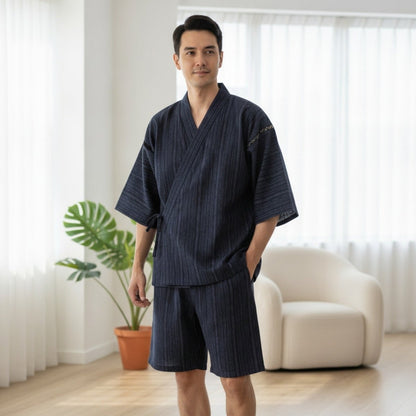 Pyjama Kimono Jinbei Homme – Bleu Marine - M