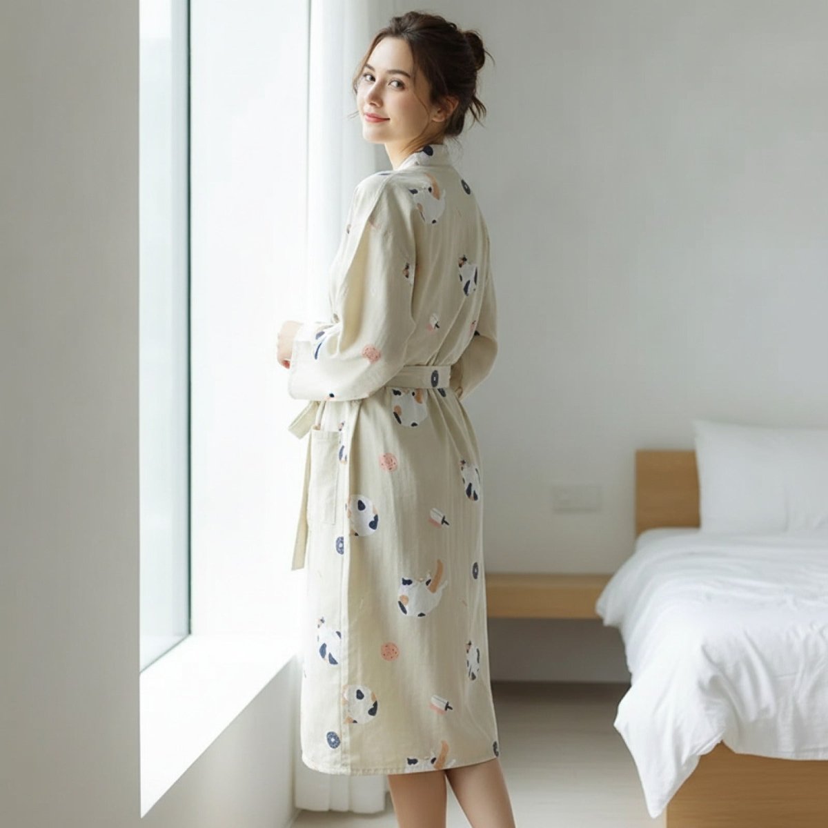 Pyjama Kimono Yukata Femme – Beige - M