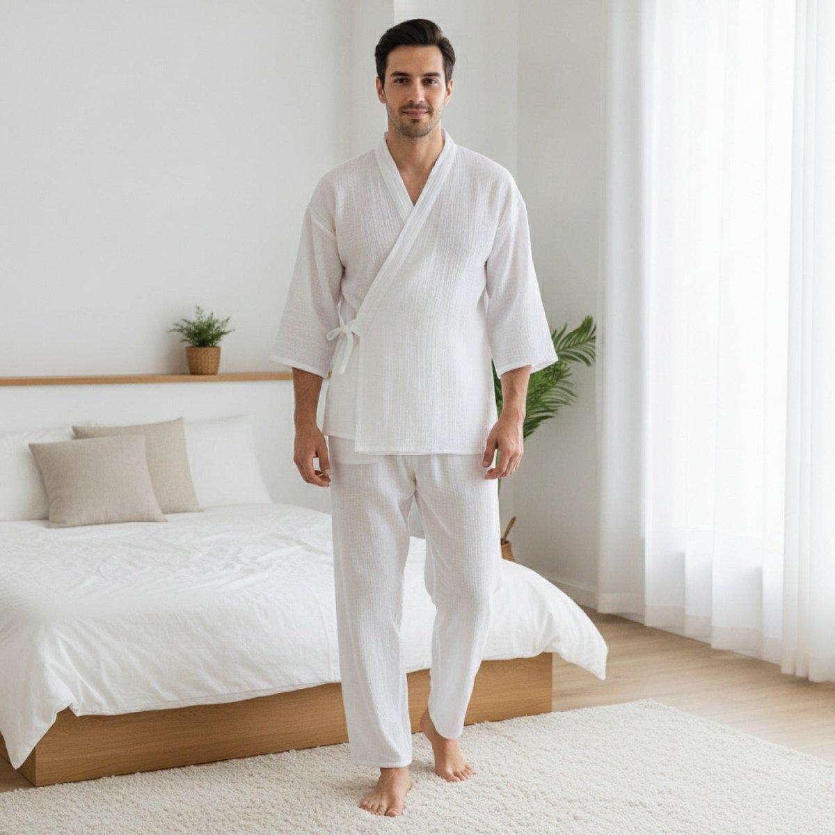 Pyjama Kimono Fine Homme – Blanc - M