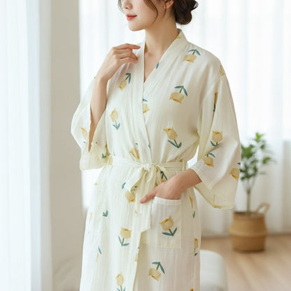 Pyjama Kimono Confort Quotidien Femme – Blanc - M