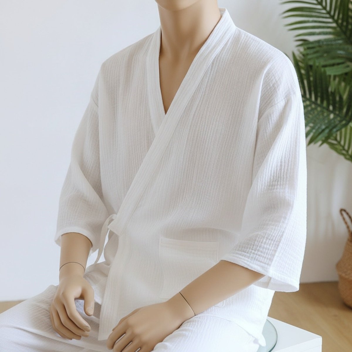 Pyjama Kimono Fine Homme – Blanc - M